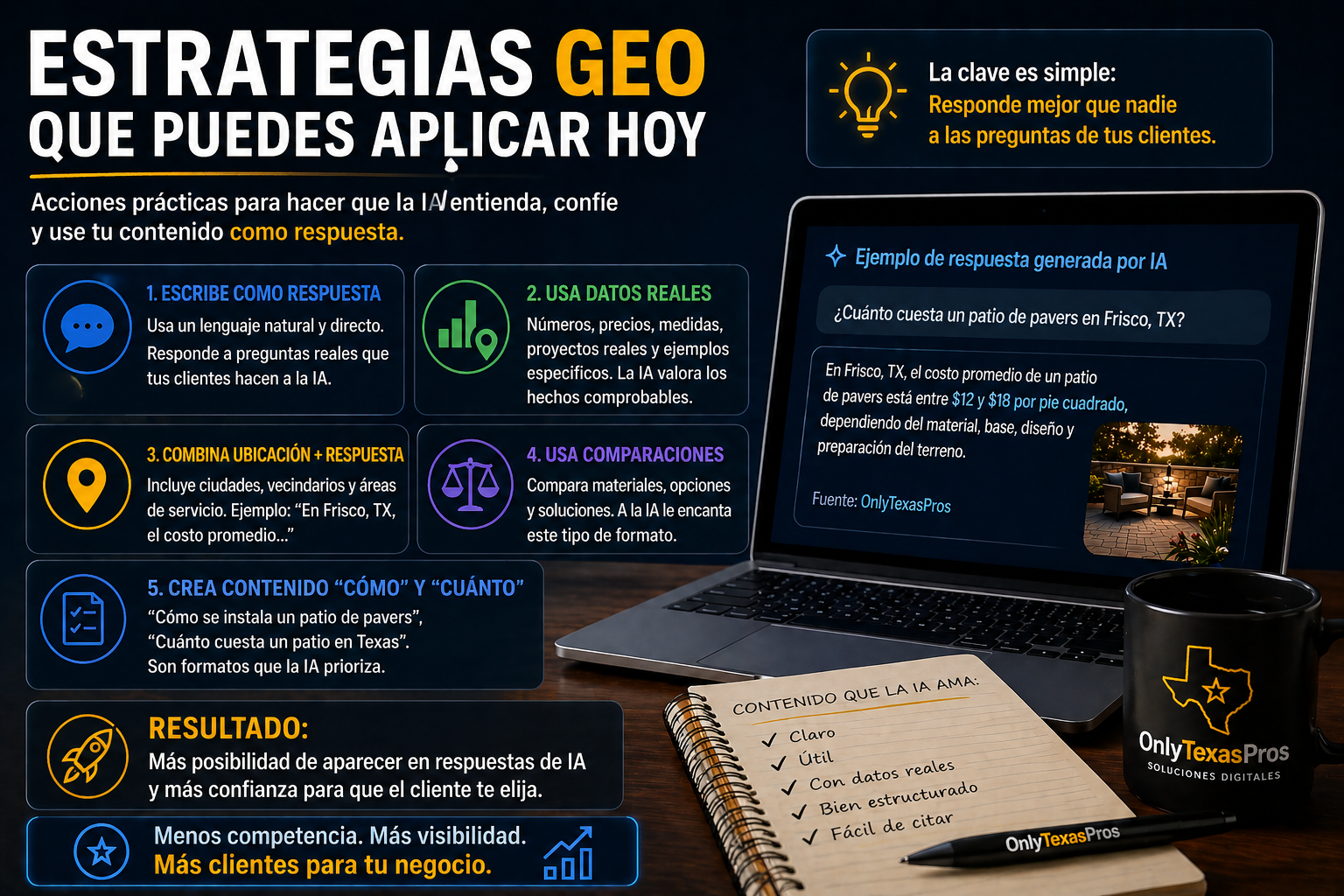 Estrategias GEO prácticas para crear contenido que la inteligencia artificial use como respuesta en Google AI