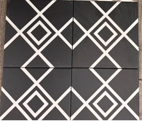 Black and white geometric tile pattern