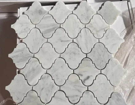 White marble arabesque style mosaic tile