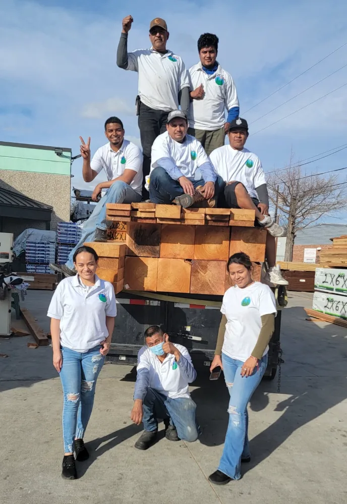 My Cedar team at the lumber yard with cedar material