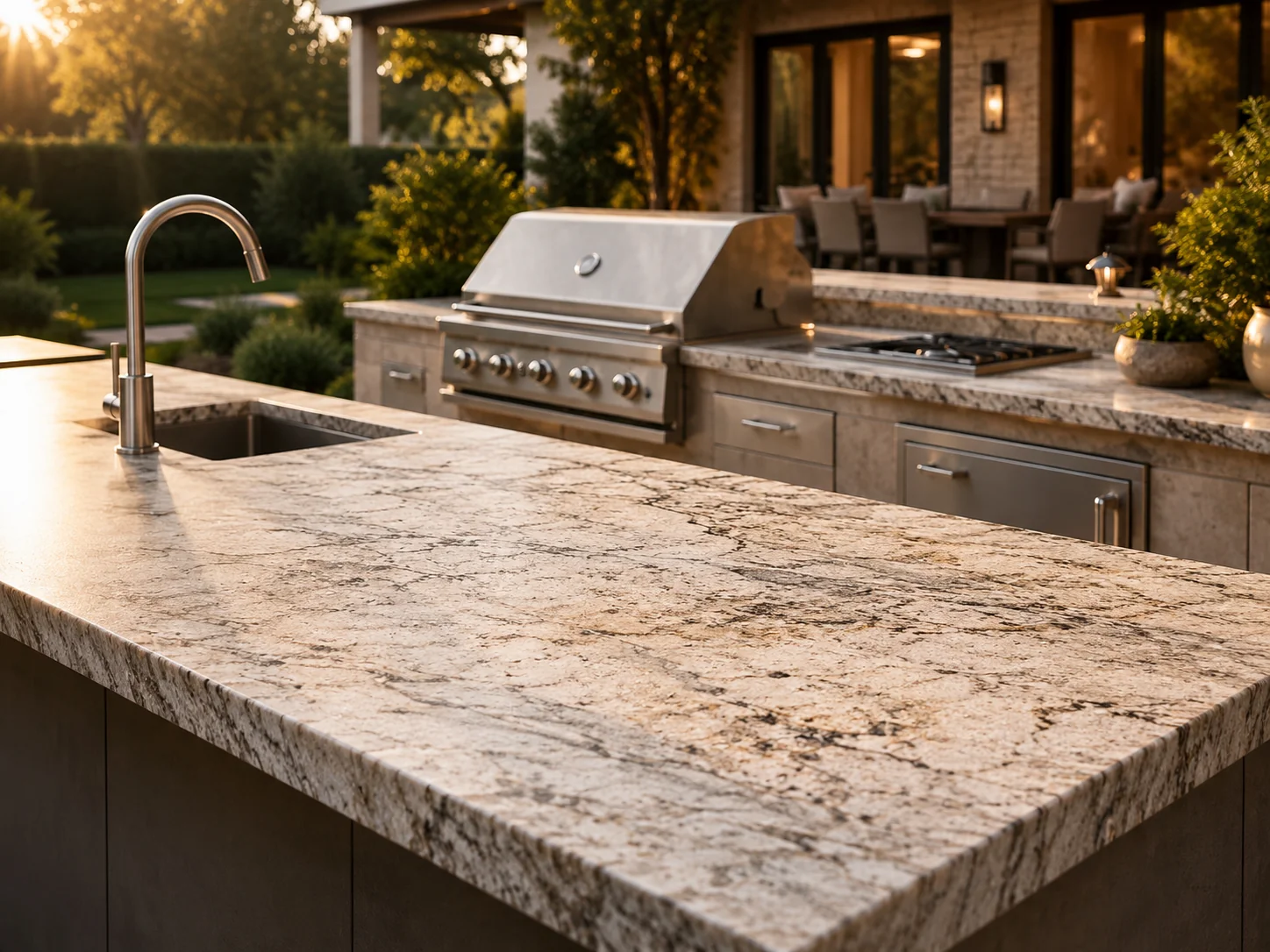 Outdoor kitchen granite countertop