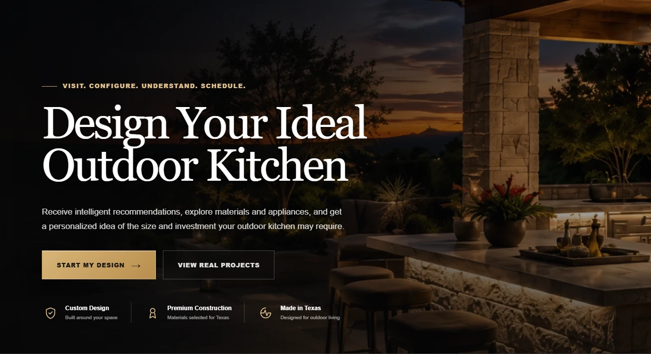 Vista previa del sitio Outdoor Kitchen Interactive Estimator