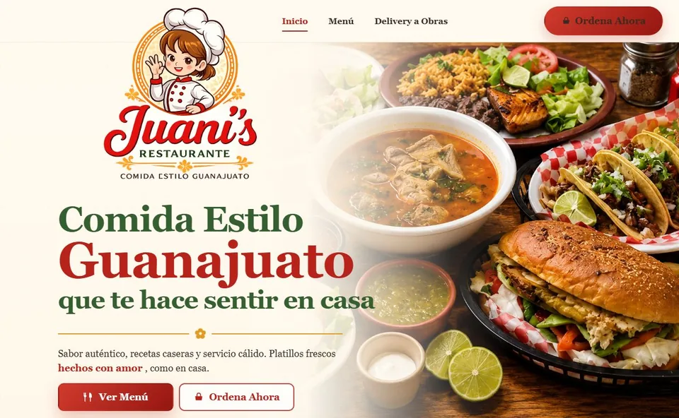 Vista de Juanis Restaurante en computadora