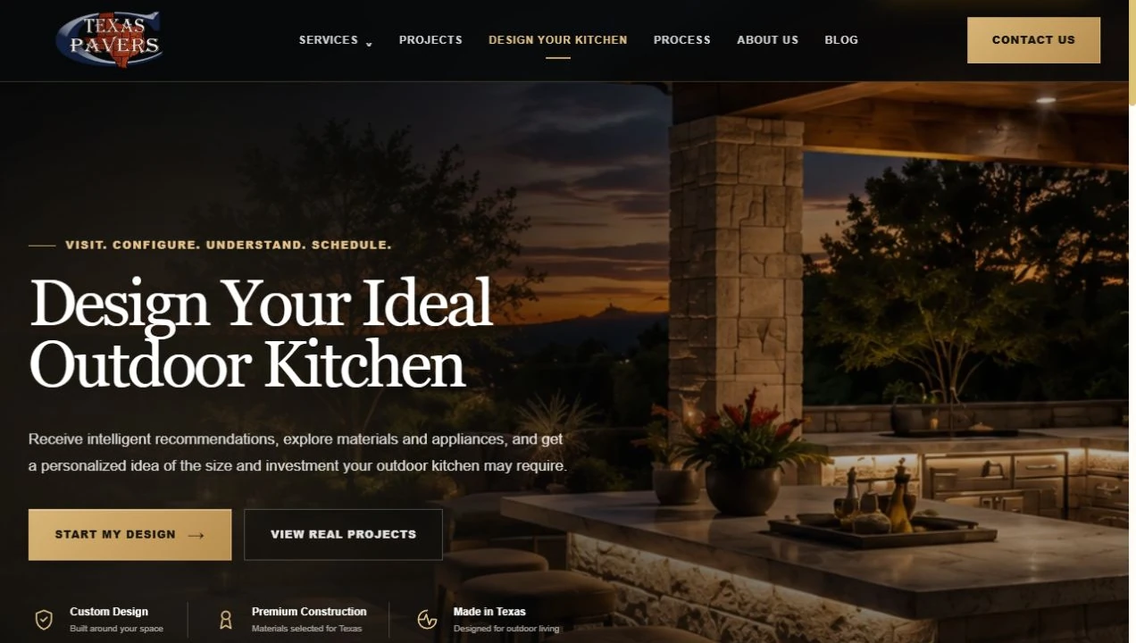 Vista de Outdoor Kitchen Interactive Estimator en computadora
