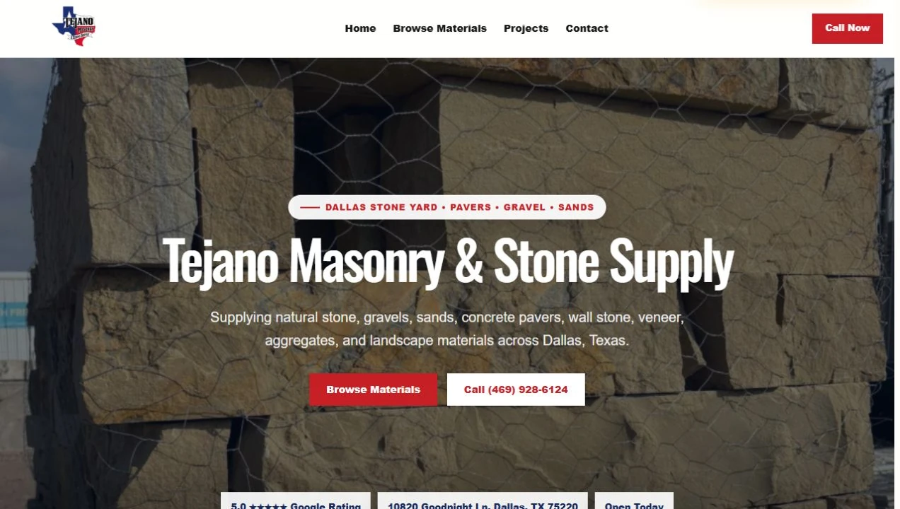 Vista de Tejano Masonry & Stone en computadora