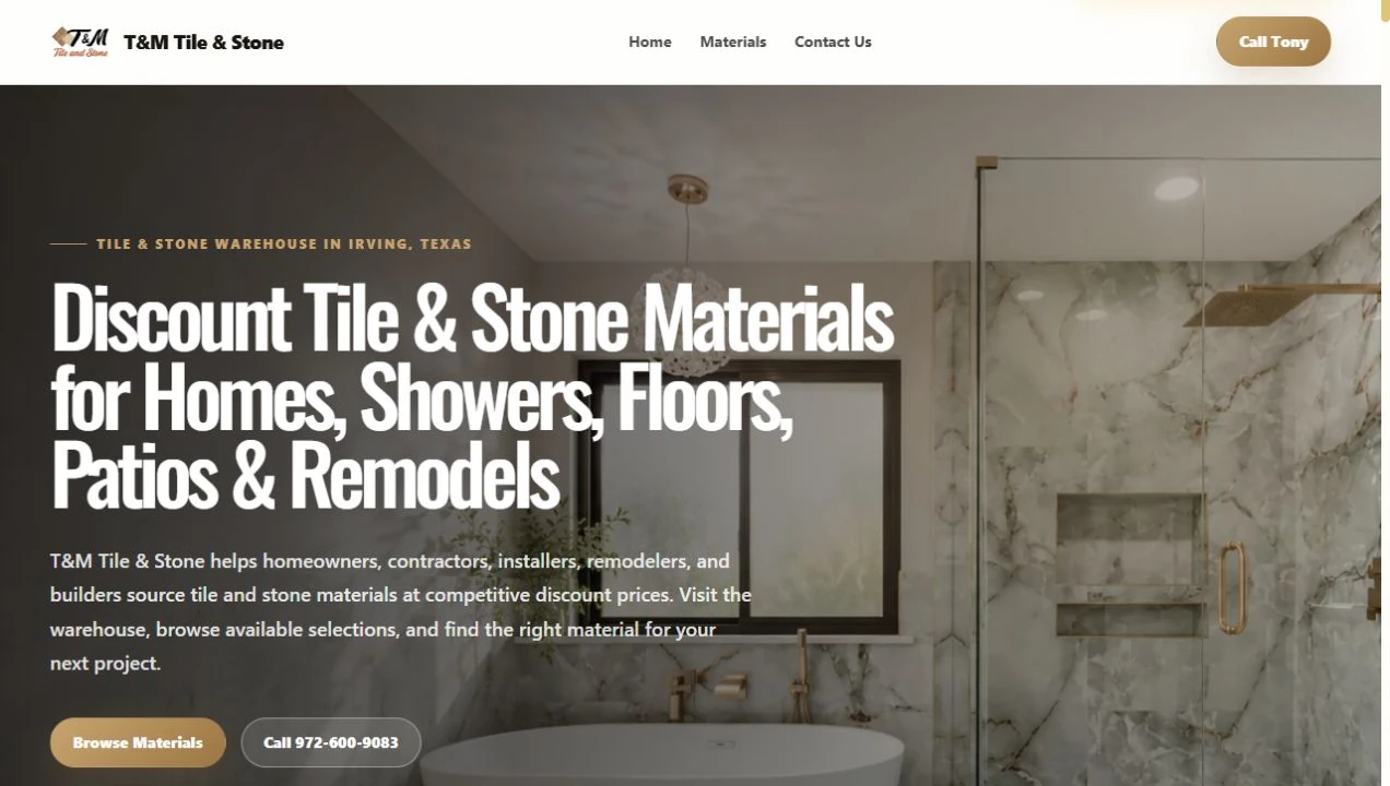 Vista de T&M Tile & Stone en computadora