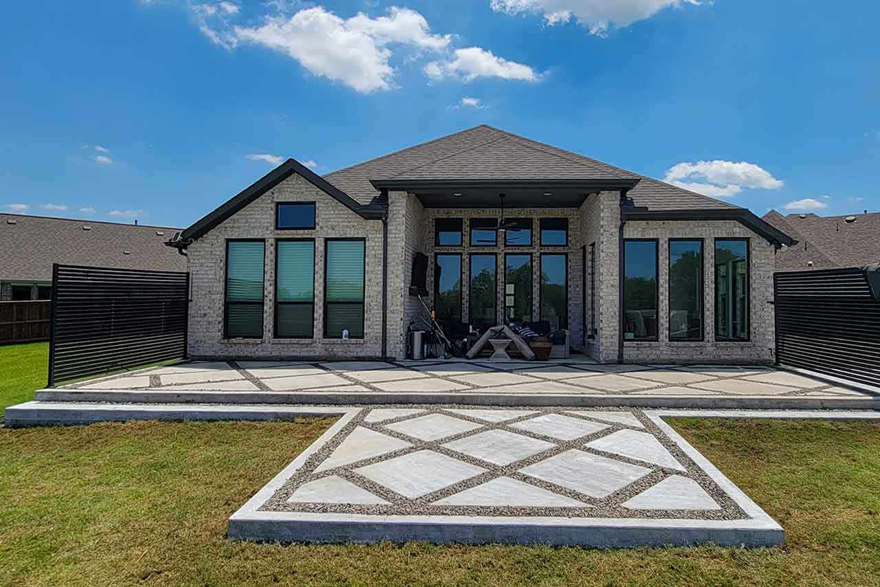 Modern Geometric Concrete Patio with Gravel Inlays