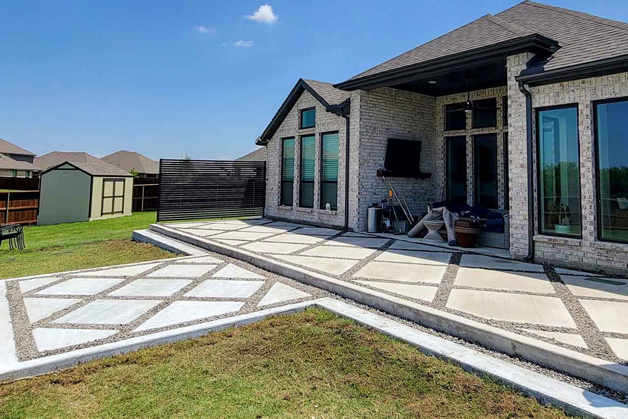 Modern Geometric Concrete Patio with Gravel Inlays 2 Modern Geometric Concrete Patio with Gravel Inlays