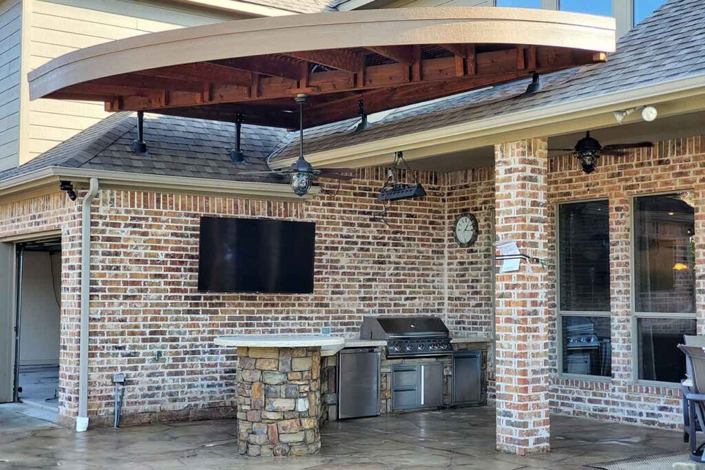 How Only Texas Pros Protects Homeowners From Bad Contractors 5 Stone Outdoor Kitchen with Bar Cedar Patio Cover4